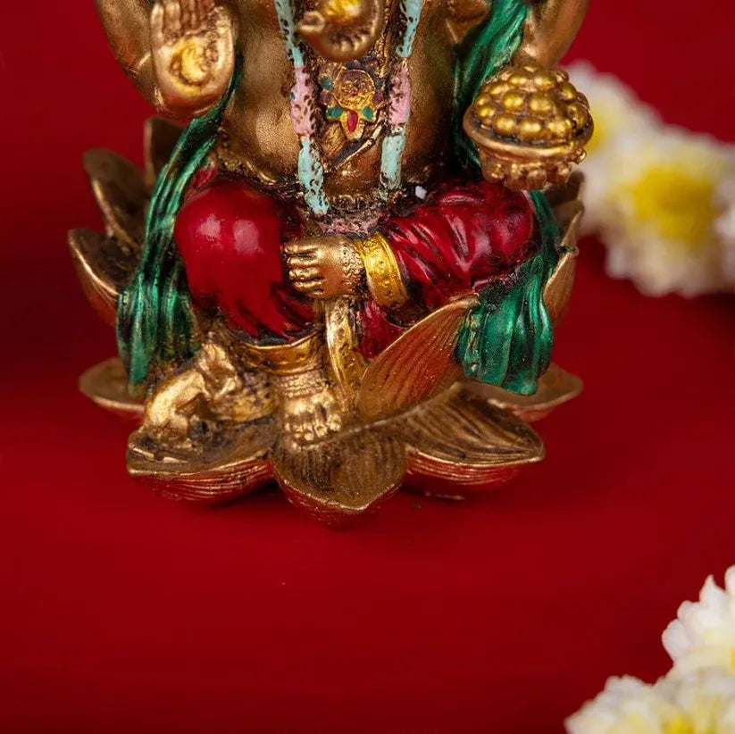 Ganesha Lakshmi Murti Pair (Antique Finish) - 6 Inch