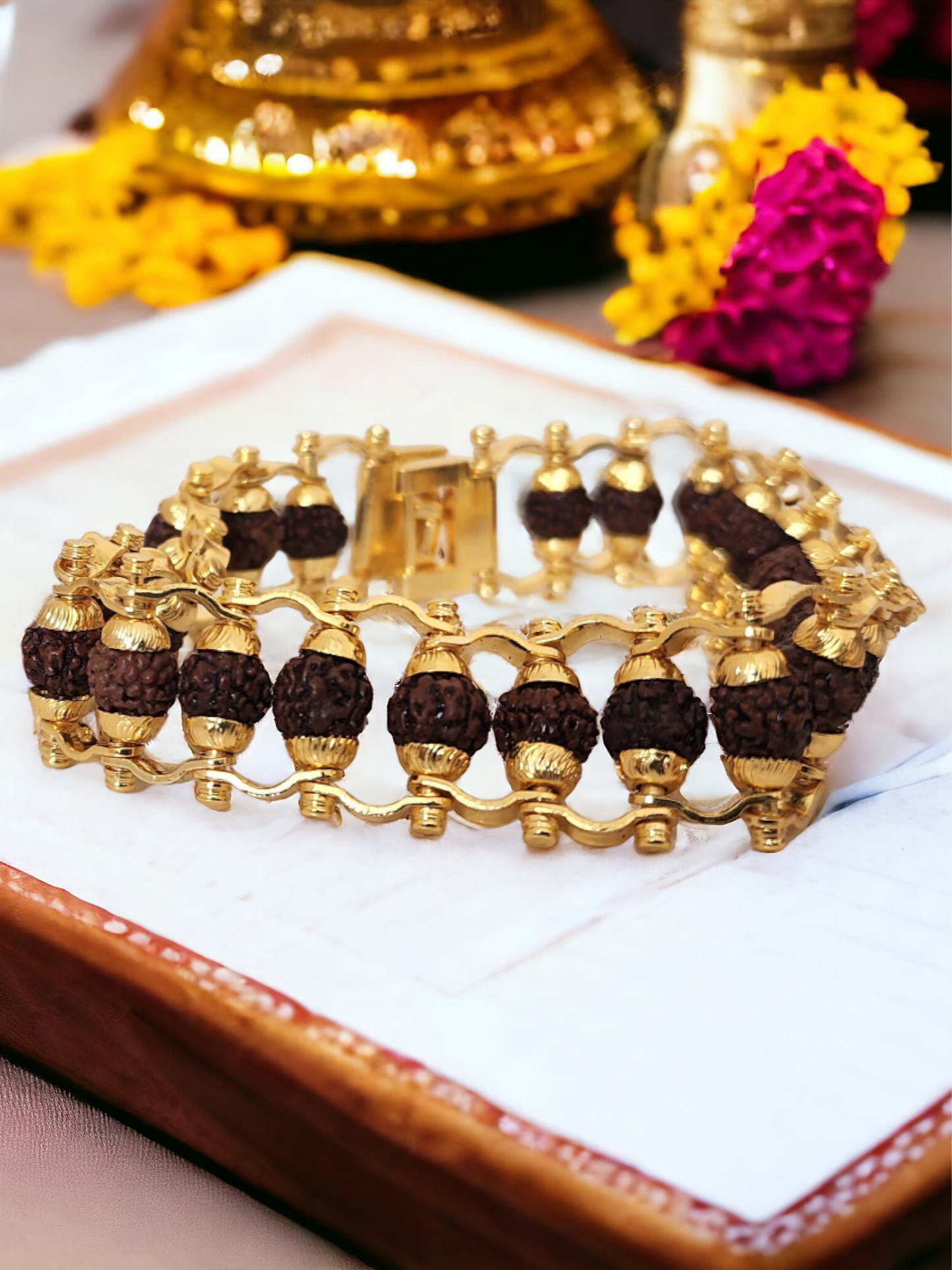 Gold Plated Divine Rudraksha Bracelet