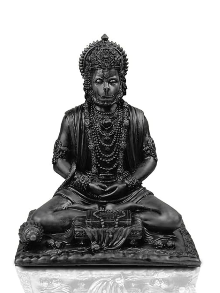 Meditating Sitting Lord Hanuman Ji Statue Black Finish