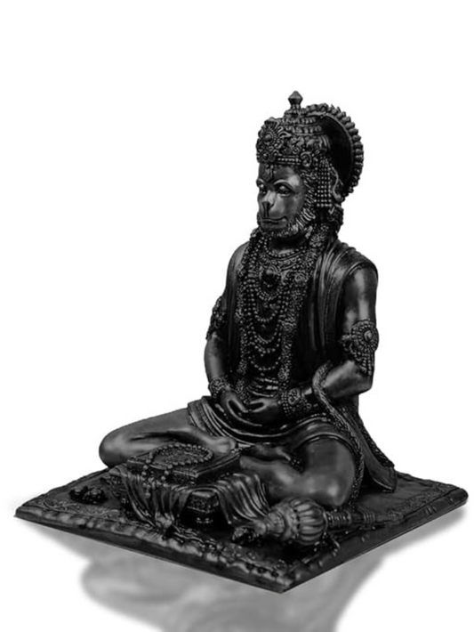 Meditating Sitting Lord Hanuman Ji Statue Black Finish