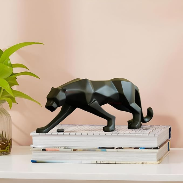 Modern Art Black Jaguar Geometric Figurine