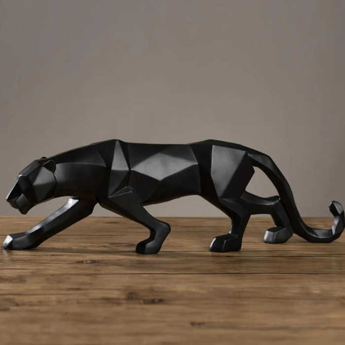 Modern Art Black Jaguar Geometric Figurine