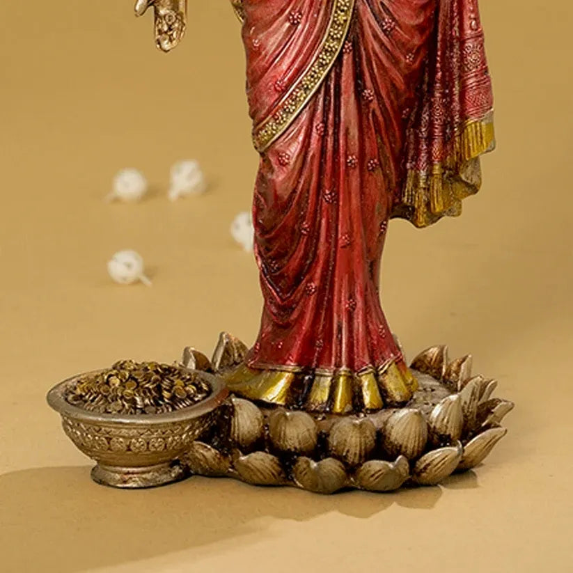 Maa Lakshmi Idol | 10" Standing Murti with Antique/Copper Finish